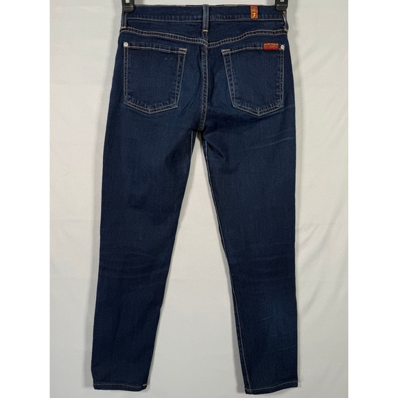 7 For All Mankind The Skinny Jeans Womens 27 Dark Wash Indigo Low Rise Denim - Picture 8 of 10